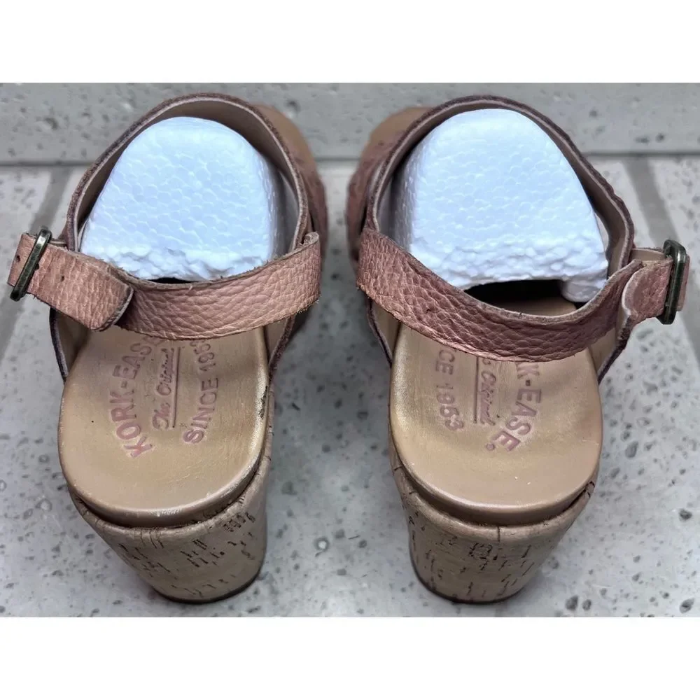 Kork Ease Austin Braid Wedge Sandal Tan Leather Shoe Size 6M